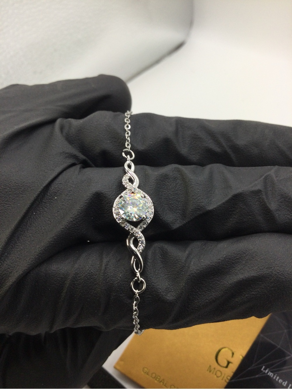 Sterling Silver White Crystal Infinity Bracelet